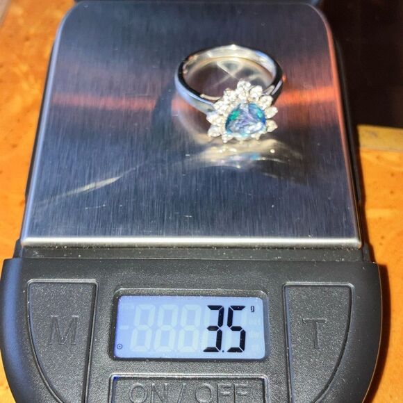 Genuine Blue Mystic Topaz Sterling Silver Ring Size 8 - Picture 9 of 9
